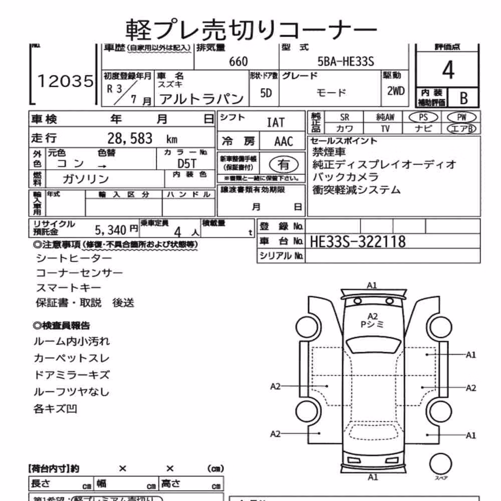 Notka aukcyjna: SUZUKI ALTO LAPIN MODE