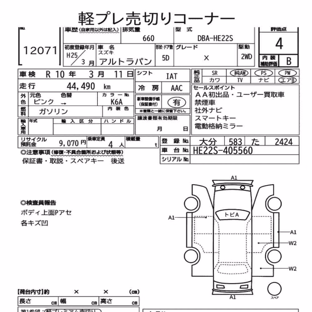 Notka aukcyjna: SUZUKI ALTO LAPIN X