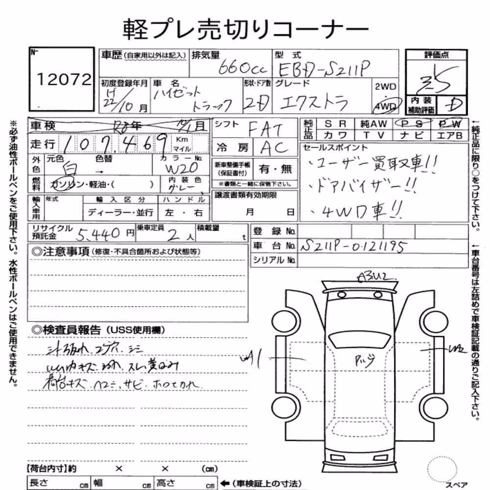 Notka aukcyjna: DAIHATSU HIJET TRUCK 4WD OTHERS