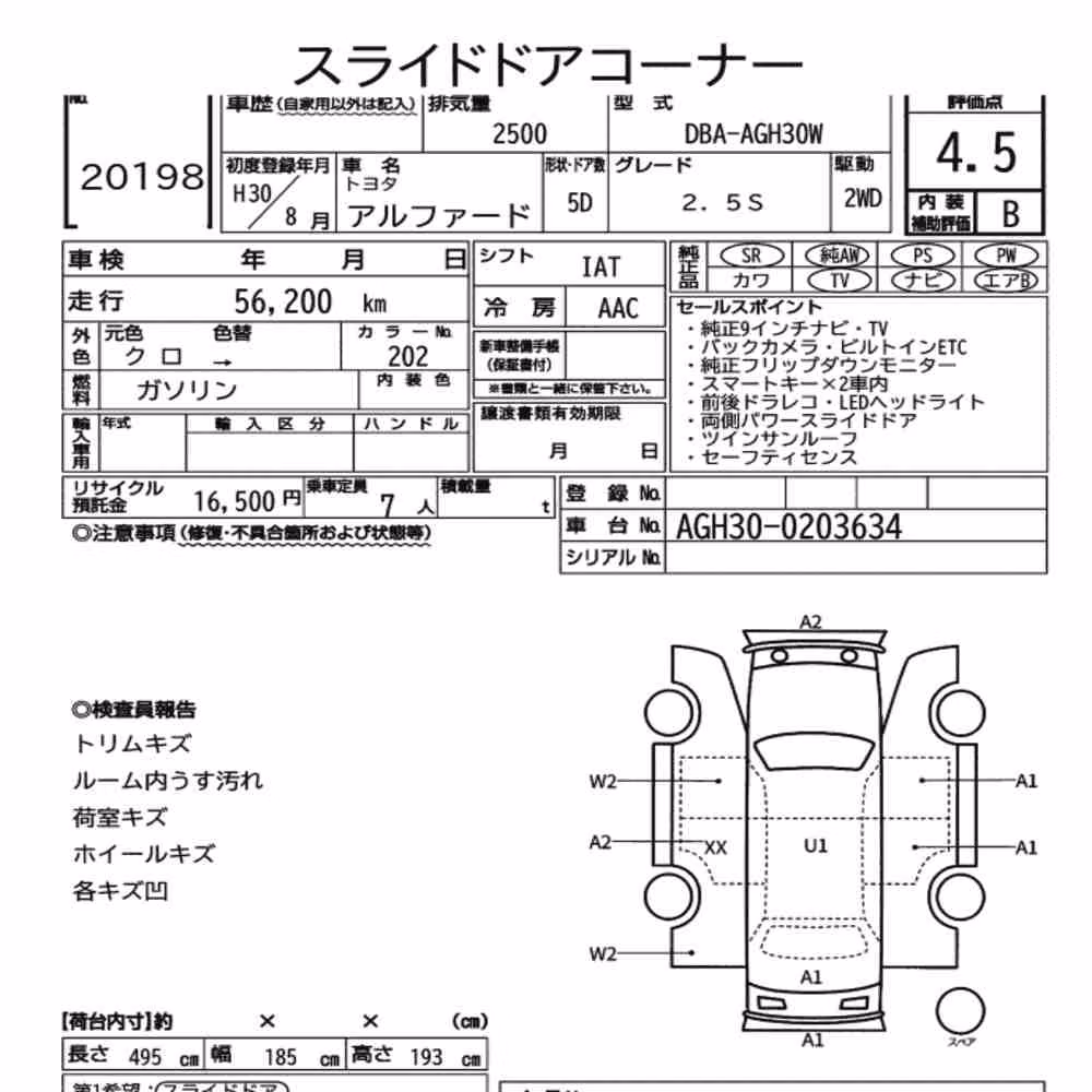 Notka aukcyjna: TOYOTA ALPHARD 2.5S