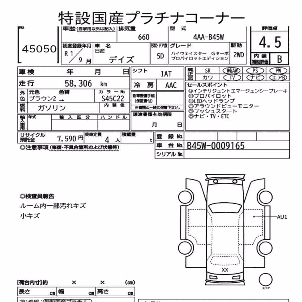 Notka aukcyjna: NISSAN DAYZ HIGHWAY STAR G TURBO PROPILOT EDITION