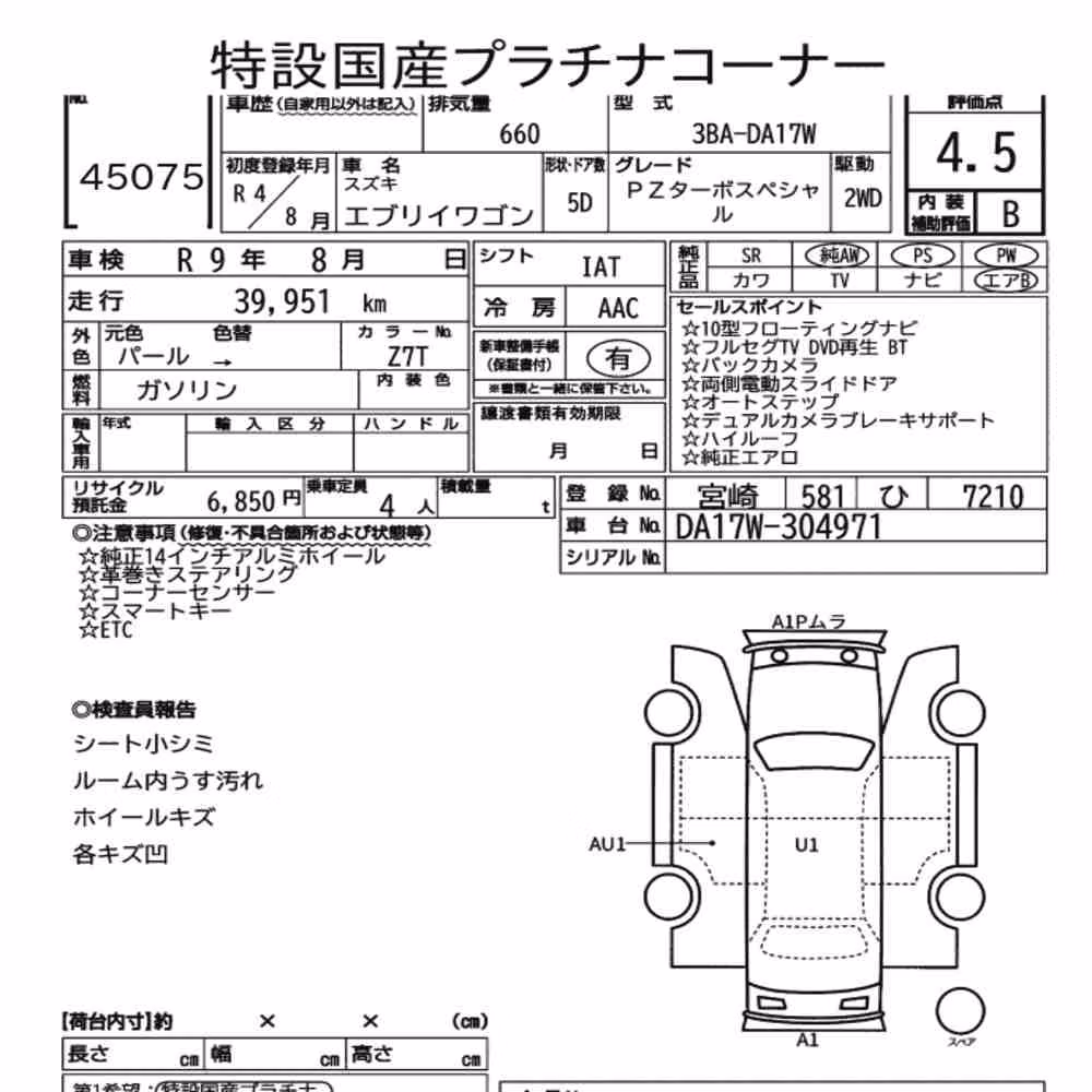 Notka aukcyjna: SUZUKI EVERY WAGON PZ TURBO SPECIAL