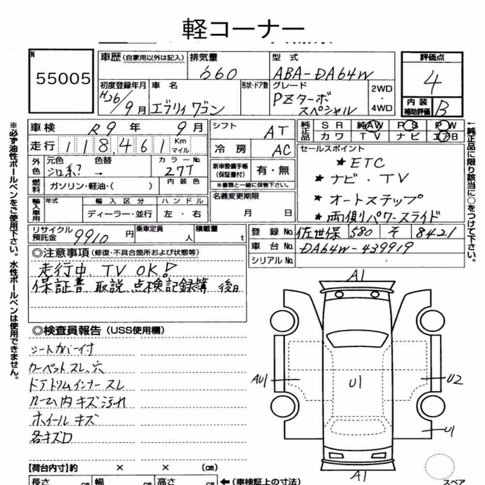 Notka aukcyjna: SUZUKI EVERY WAGON PZ TURBO SPECIAL