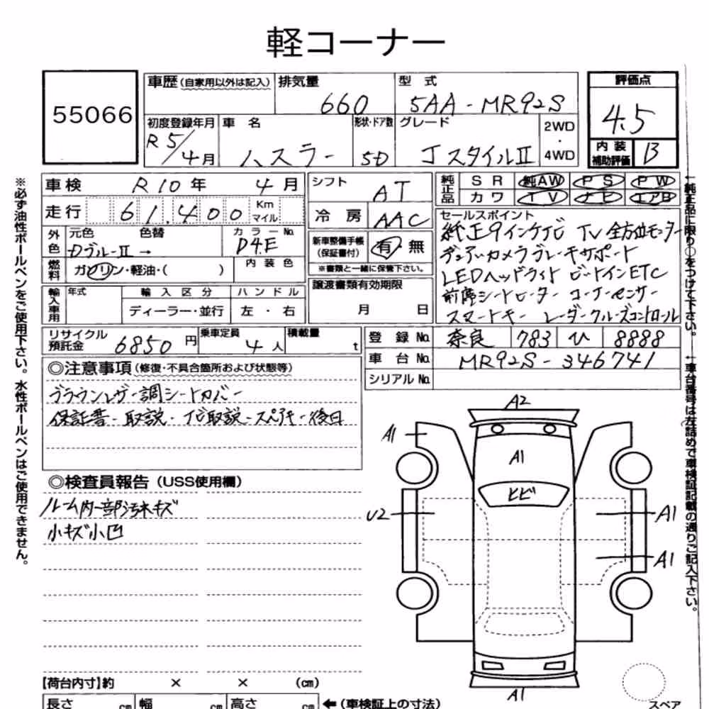Notka aukcyjna: SUZUKI HUSTLER J STYLEⅡ