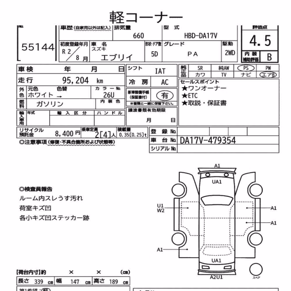 Notka aukcyjna: SUZUKI EVERY 5D PA