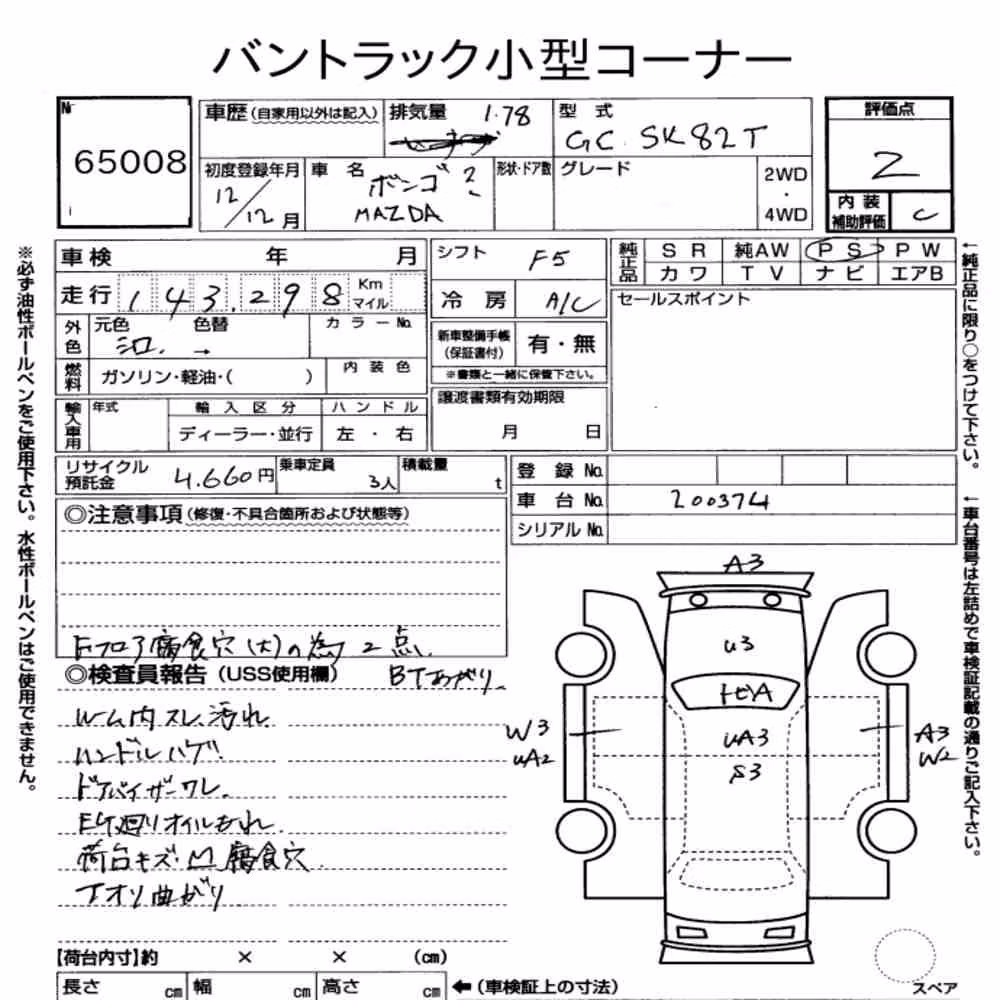 Notka aukcyjna: MAZDA BONGO TRUCK