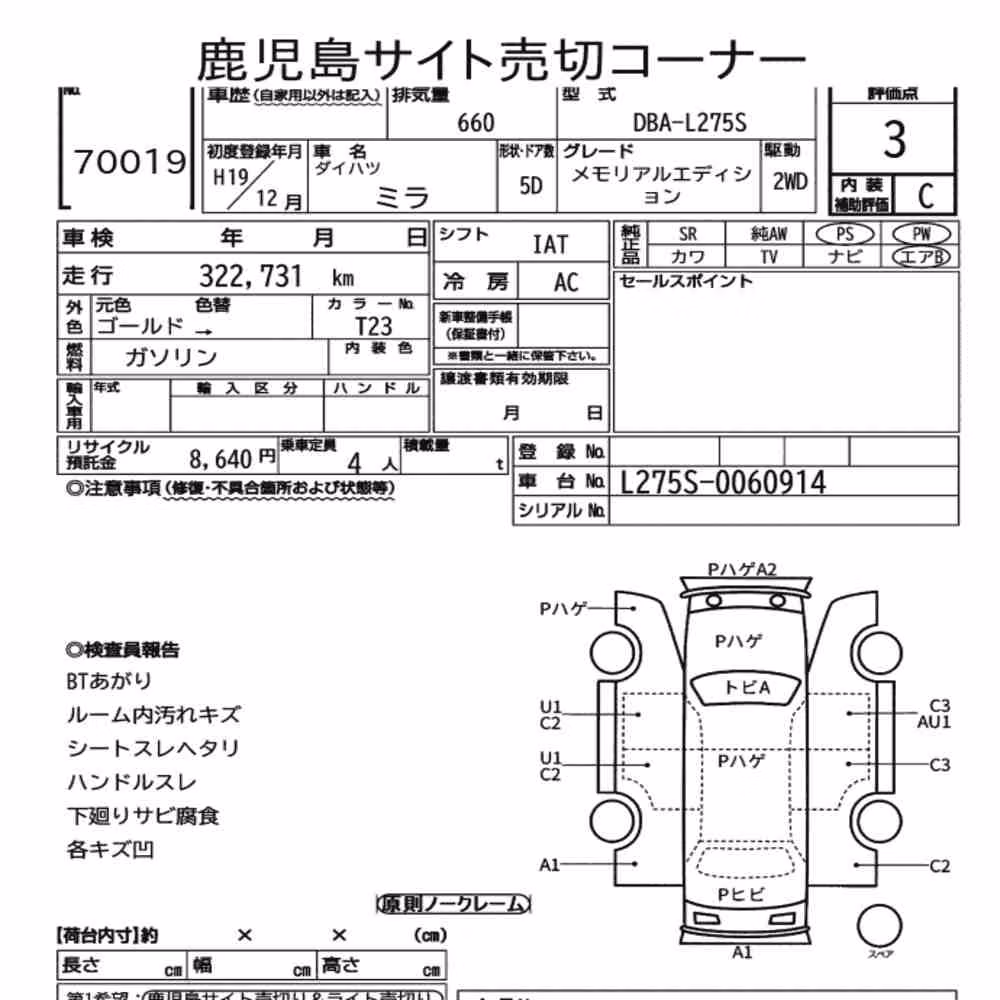 Notka aukcyjna: DAIHATSU MIRA 5D MEMORIAL EDITION