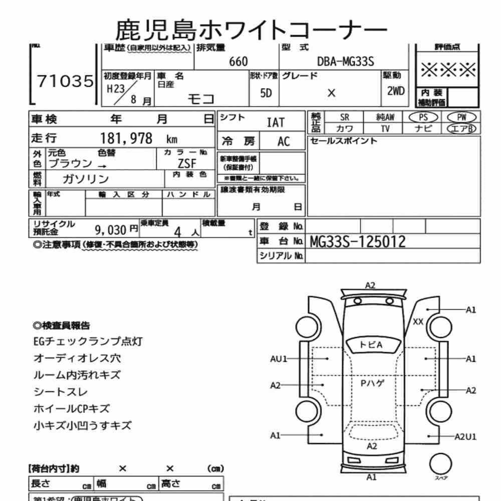 Notka aukcyjna: NISSAN MOCO X