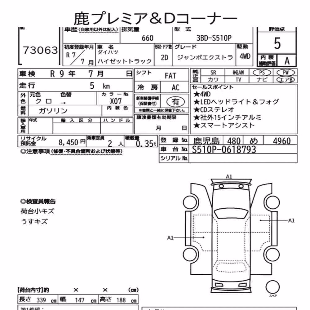 Notka aukcyjna: DAIHATSU HIJET TRUCK 4WD JUMBO EXTRA