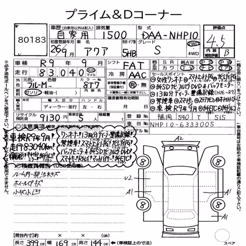 Notka aukcyjna: TOYOTA AQUA S
