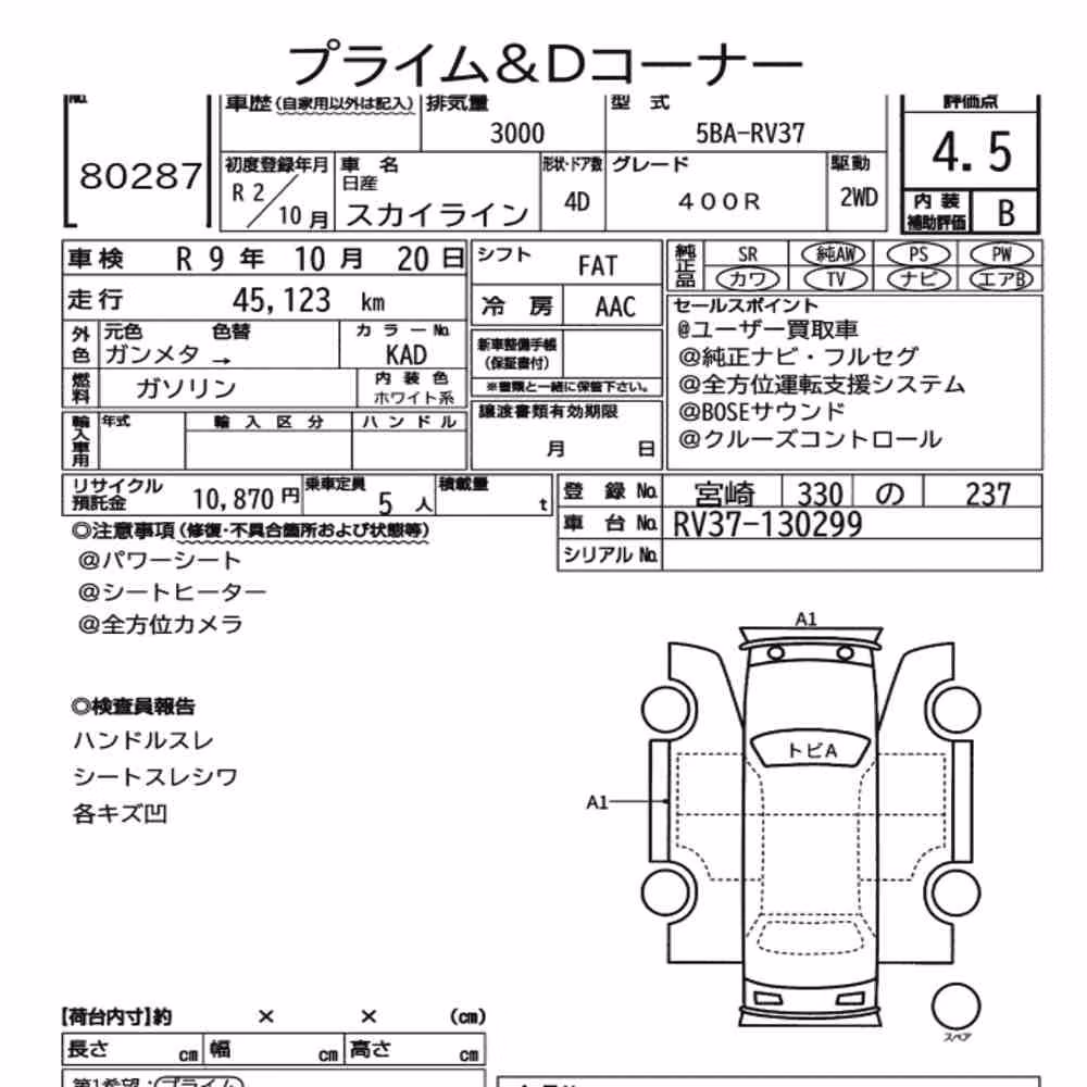 Notka aukcyjna: NISSAN SKYLINE 4D 400R