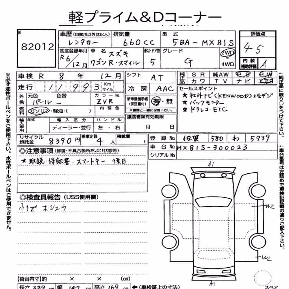 Notka aukcyjna: SUZUKI WAGON R SMILE G