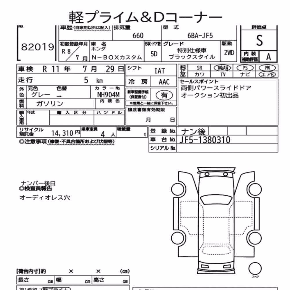 Notka aukcyjna: HONDA N-BOX CUSTOM SPECIAL EDITION BLACK STYLE