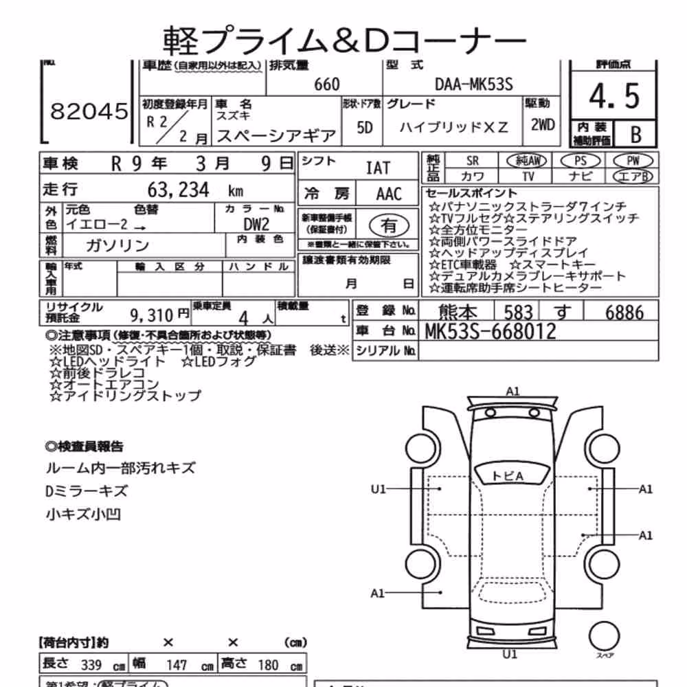Notka aukcyjna: SUZUKI SPACIA GEAR HYBRID XZ