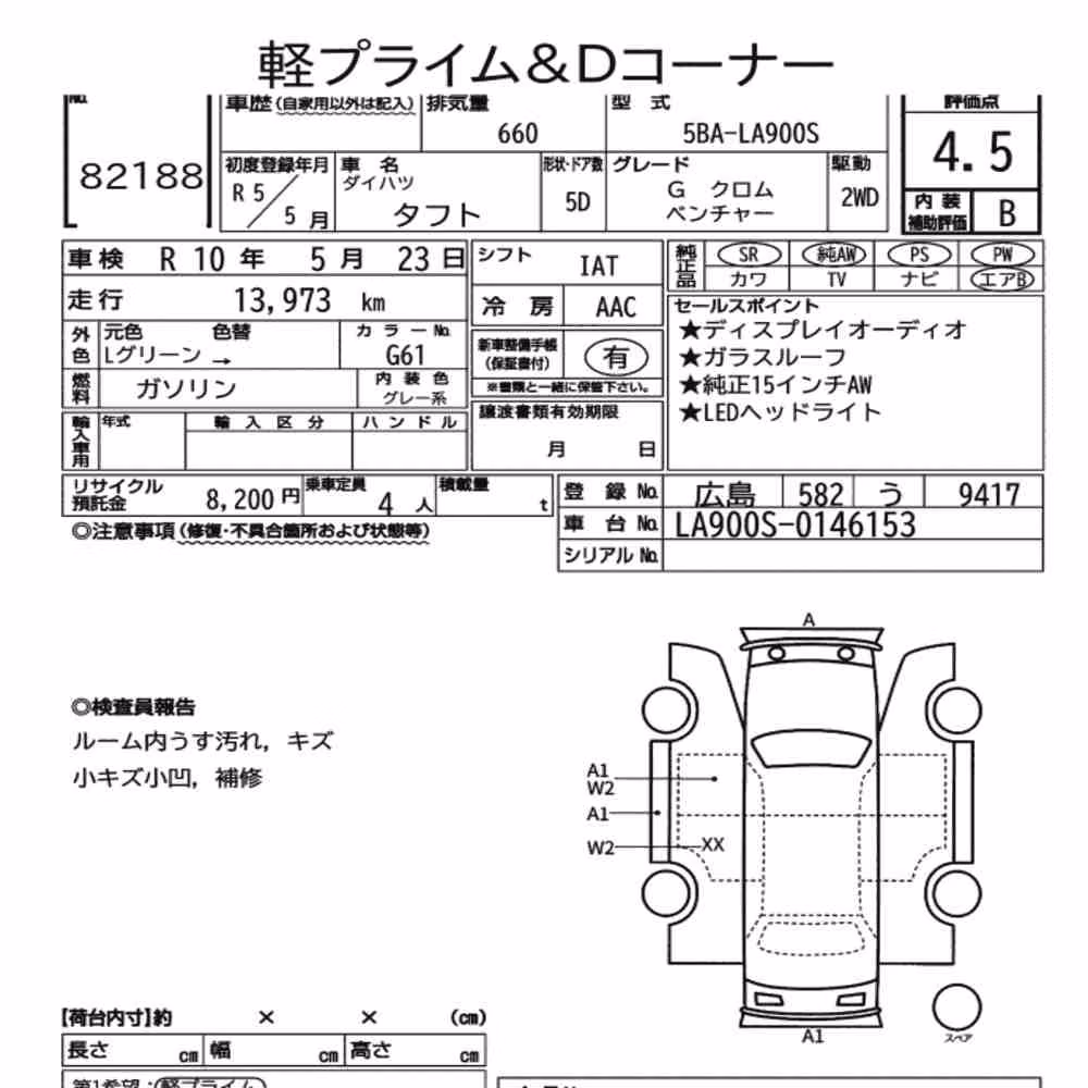 Notka aukcyjna: DAIHATSU TAFT G CHROME VENTURE