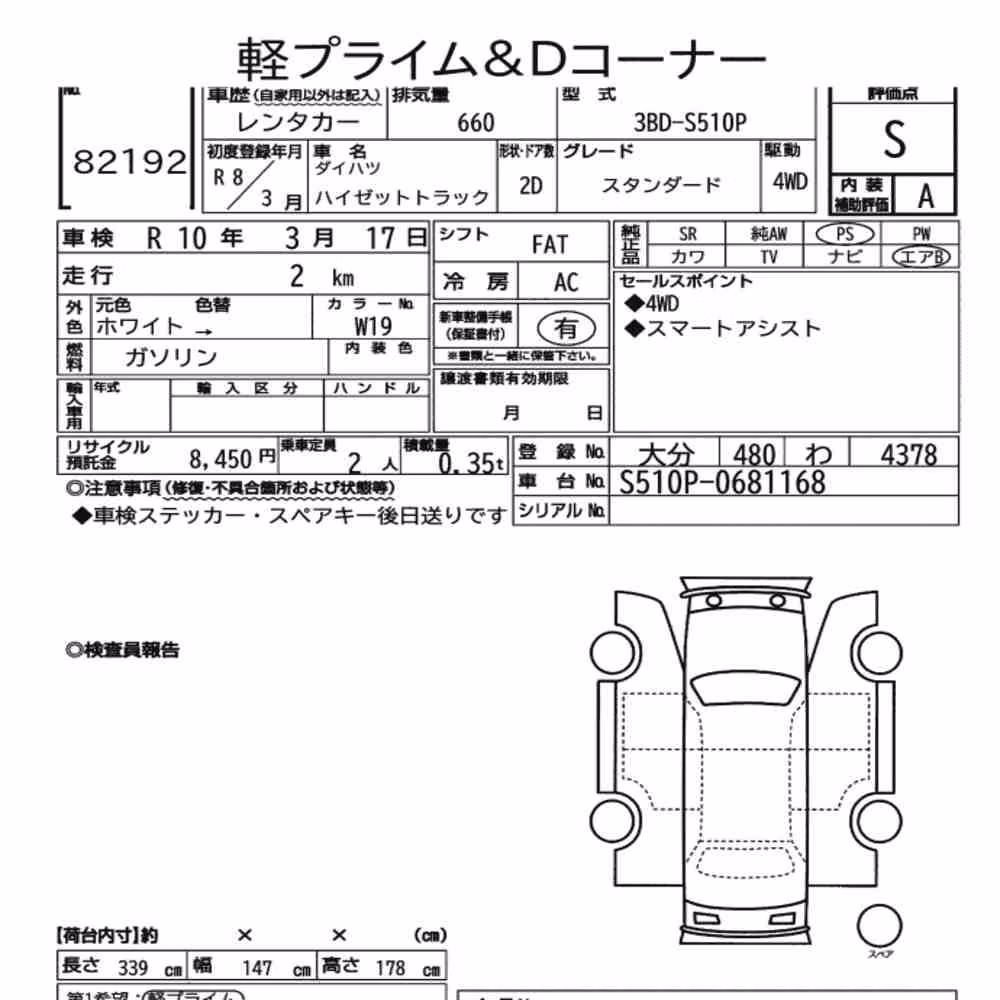Notka aukcyjna: DAIHATSU HIJET TRUCK 4WD STANDARD