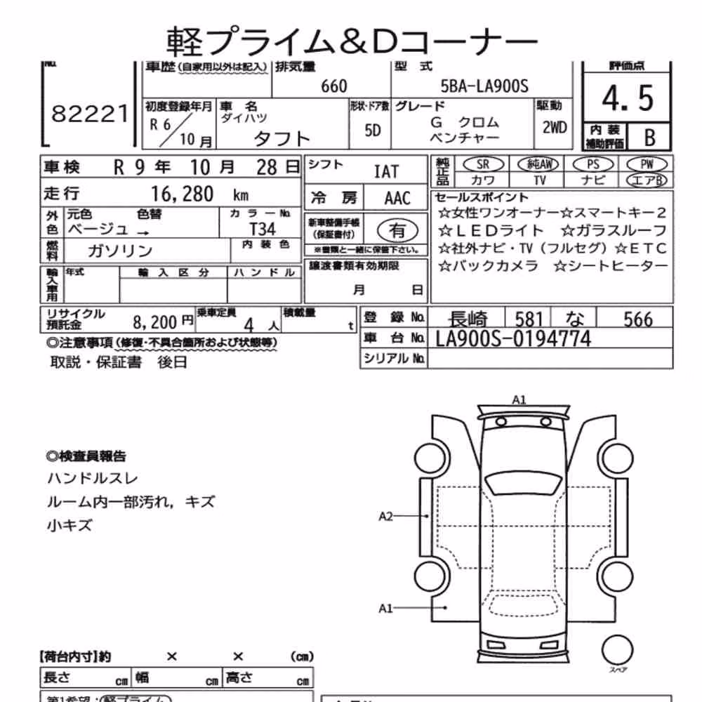 Notka aukcyjna: DAIHATSU TAFT G CHROME VENTURE