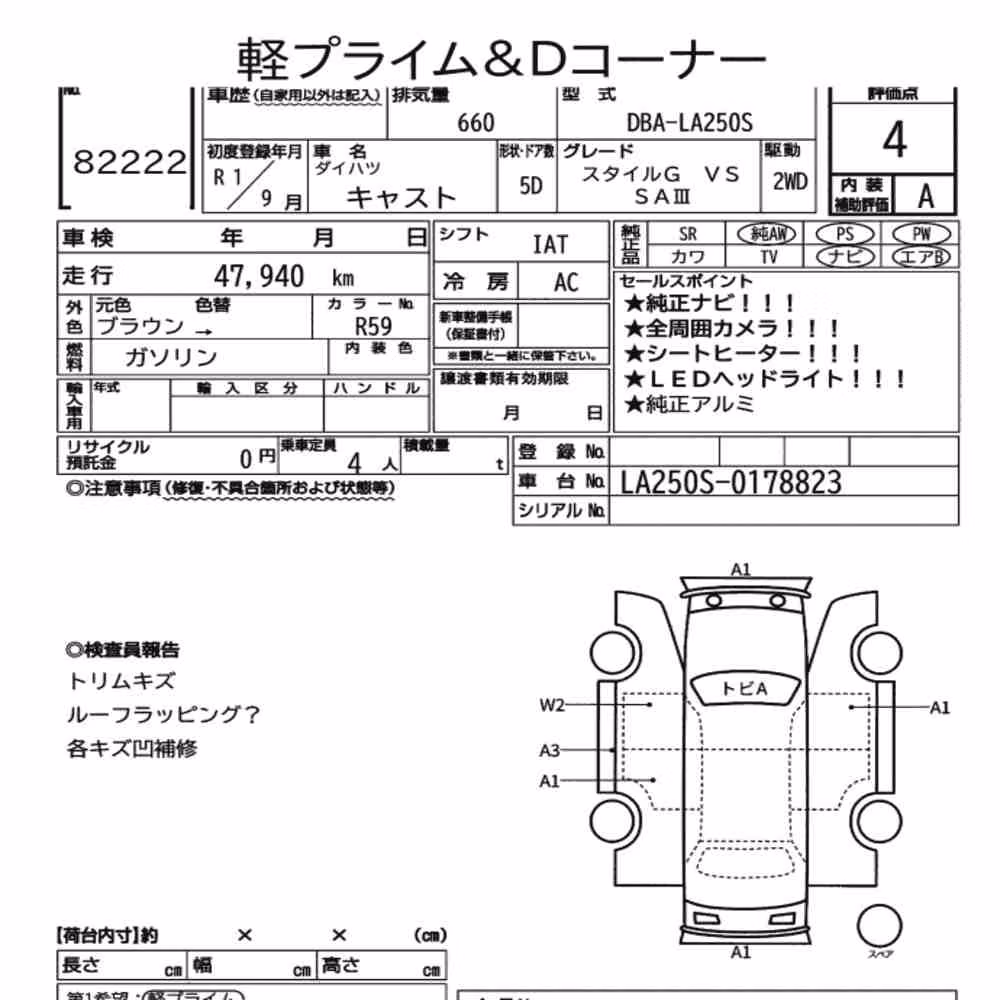 Notka aukcyjna: DAIHATSU CAST STYLE G VS SA3