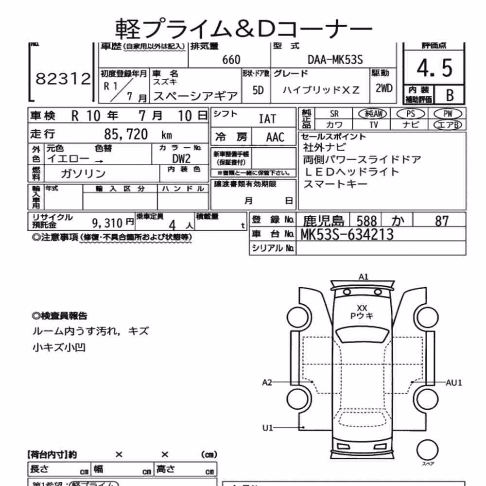 Notka aukcyjna: SUZUKI SPACIA GEAR HYBRID XZ
