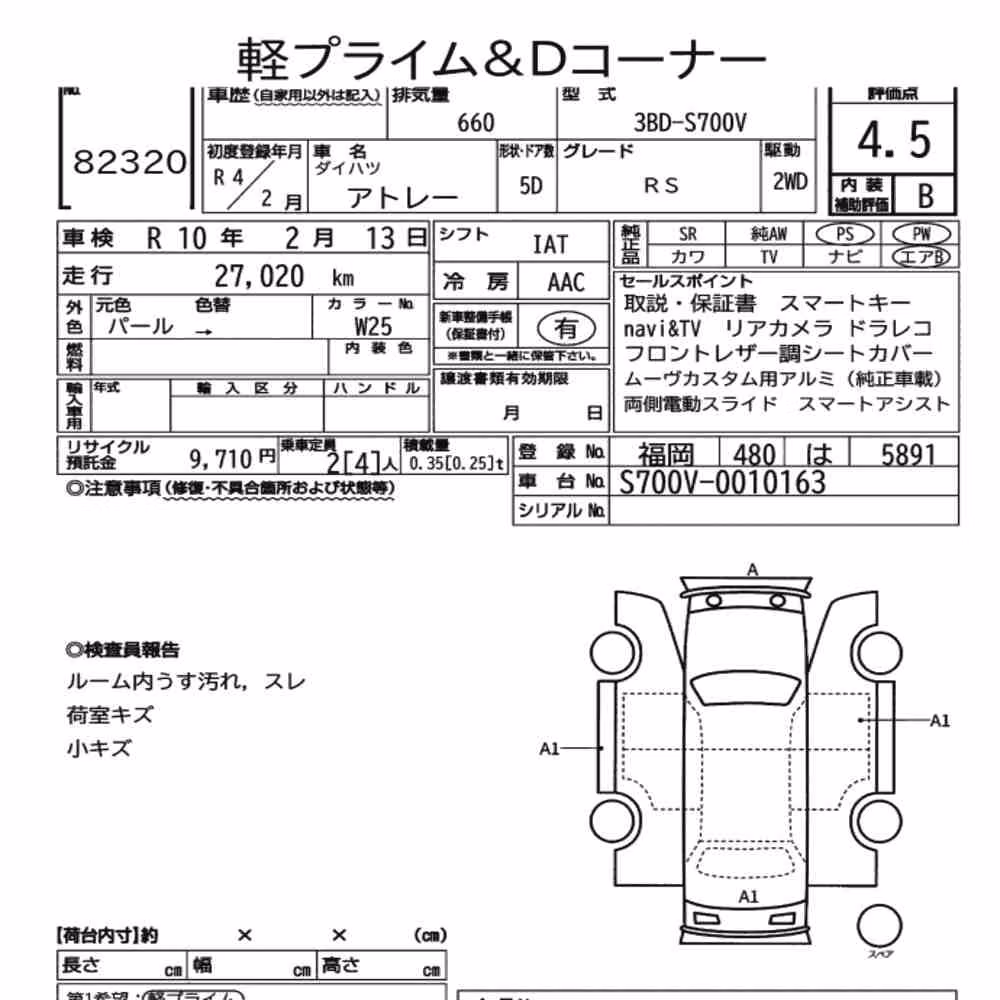 Notka aukcyjna: DAIHATSU ATRAI 5D RS