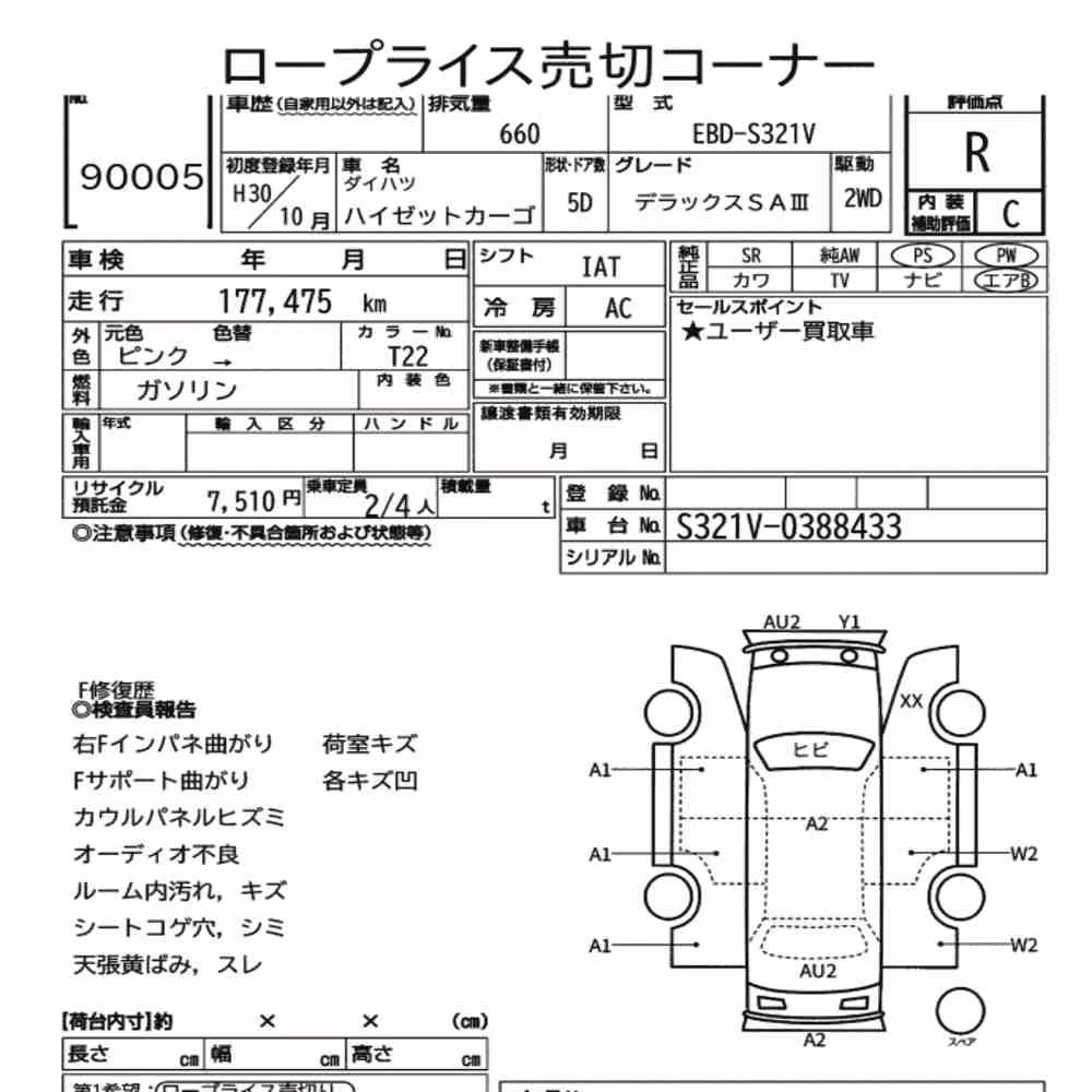 Notka aukcyjna: DAIHATSU HIJET CARGO 5D DELUXE SA Ⅲ