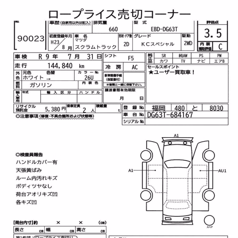 Notka aukcyjna: MAZDA SCRUM TRUCK KC SPECIAL