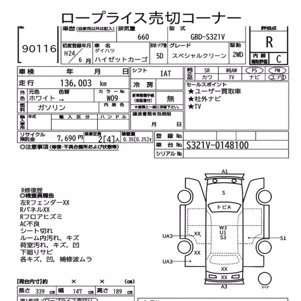 Notka aukcyjna: DAIHATSU HIJET CARGO 5D SPECIALS CLEAN