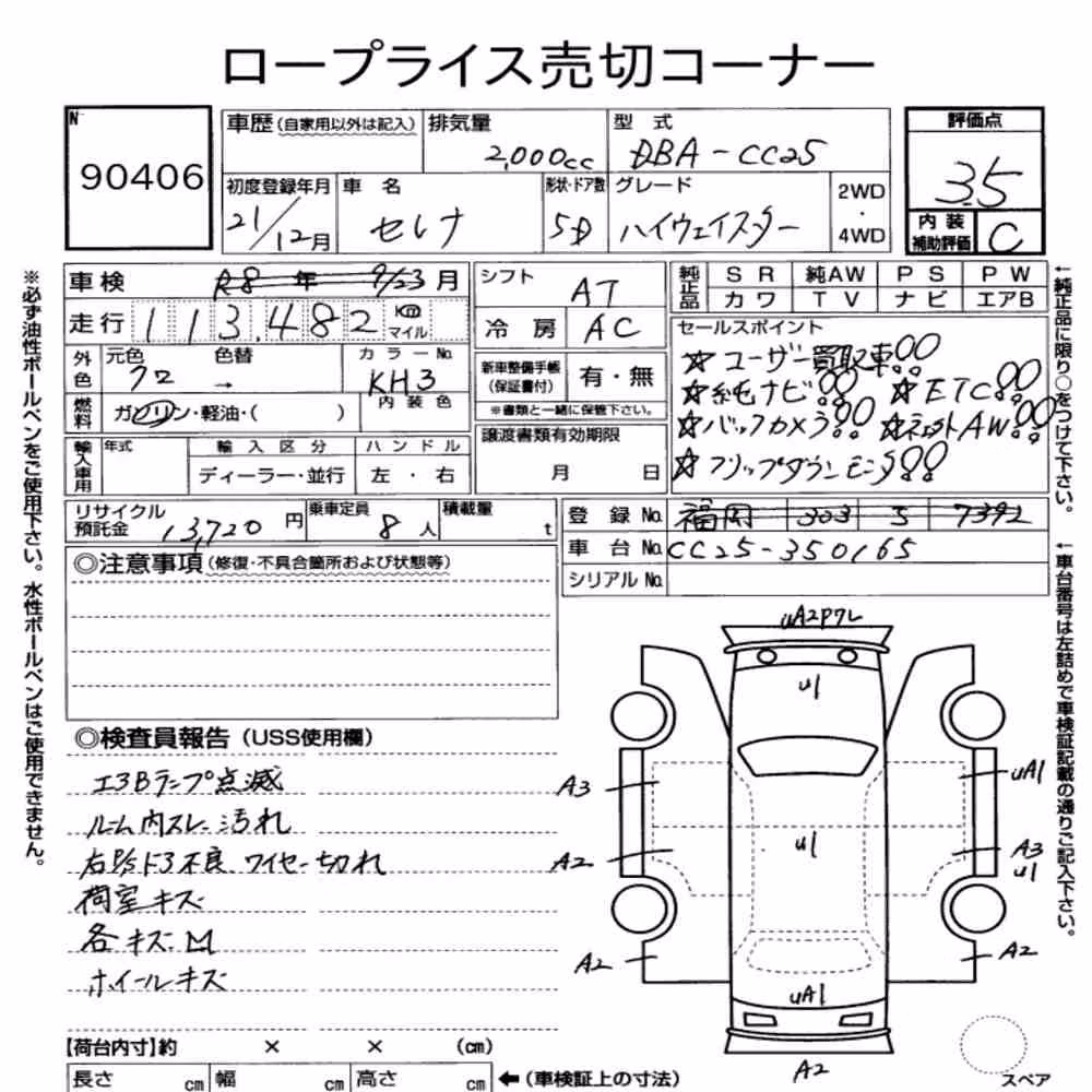 Notka aukcyjna: NISSAN SERENA 5D HIGHWAY STAR