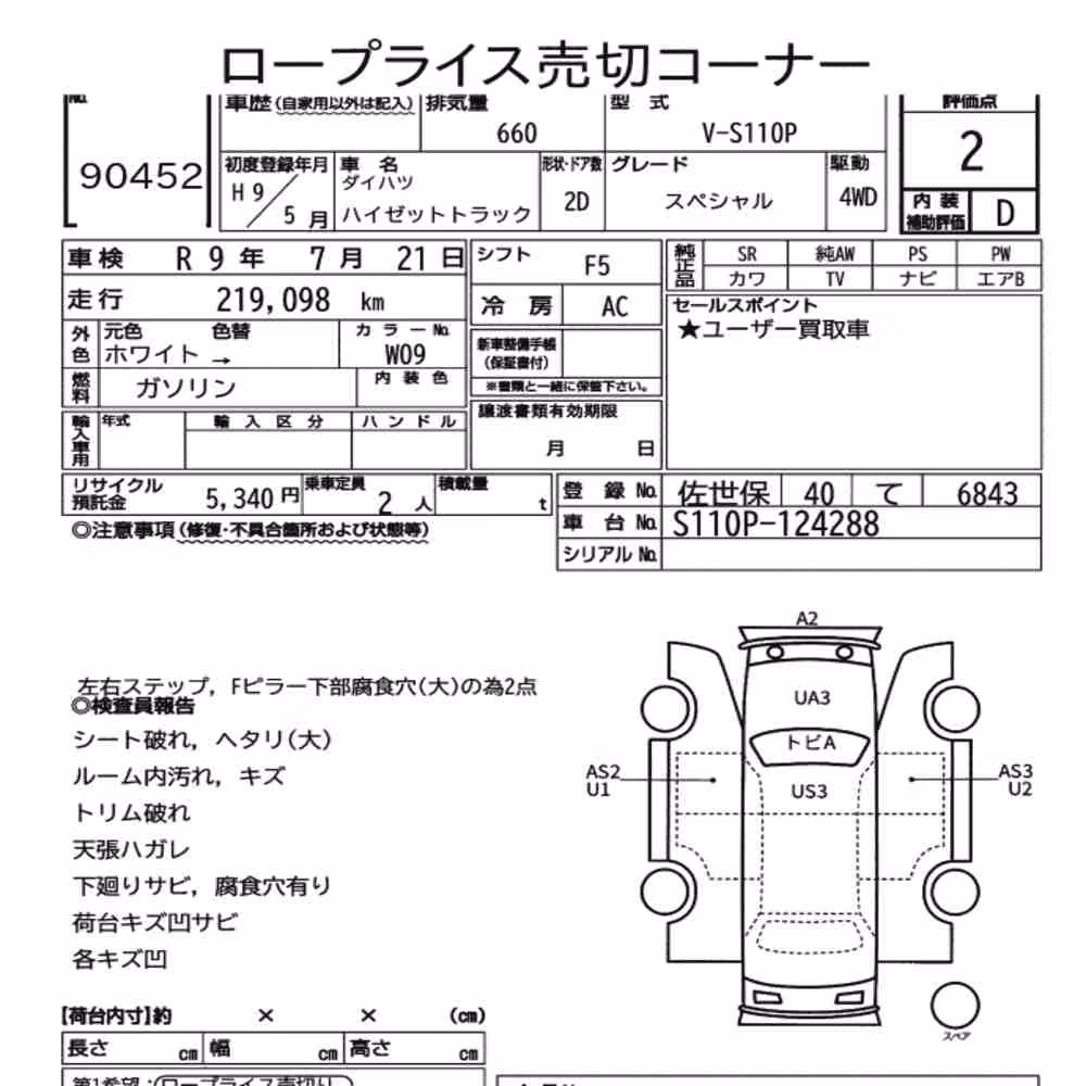 Notka aukcyjna: DAIHATSU HIJET TRUCK 4WD SPECIAL