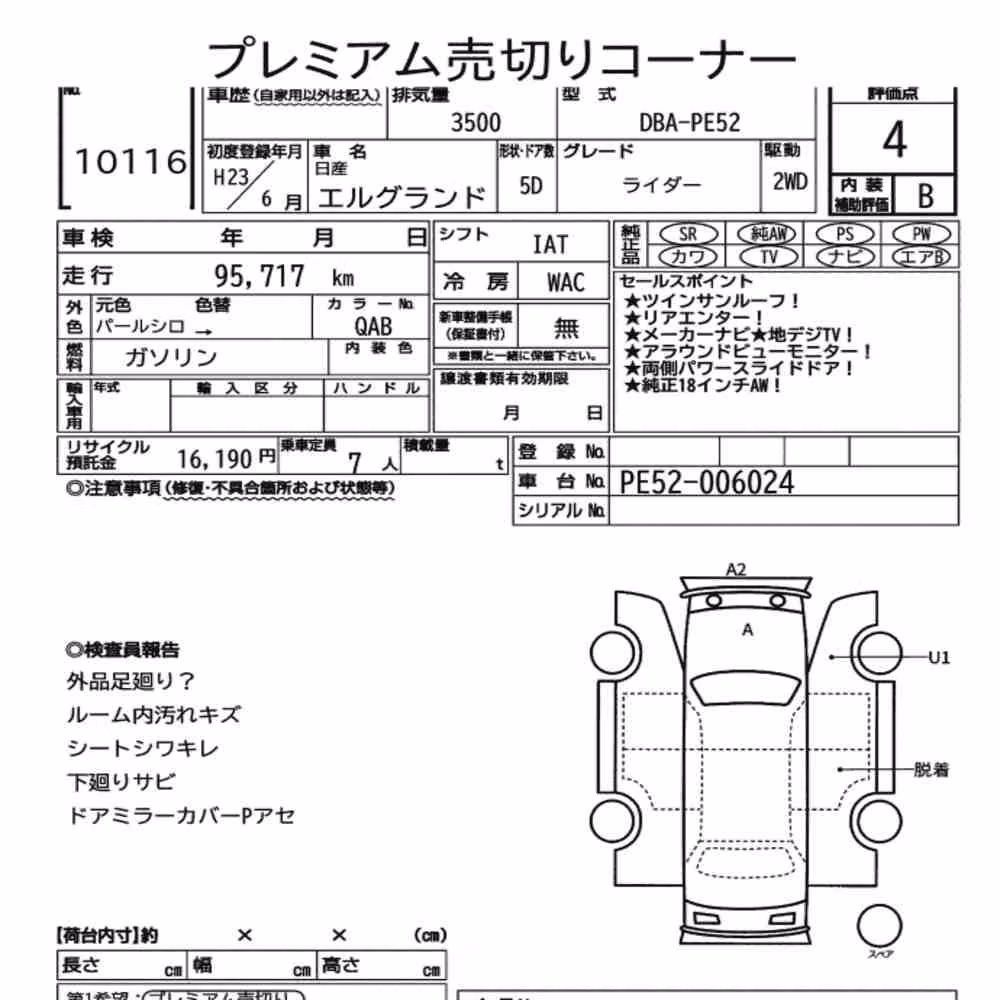 Notka aukcyjna: NISSAN ELGRAND 5D RIDER