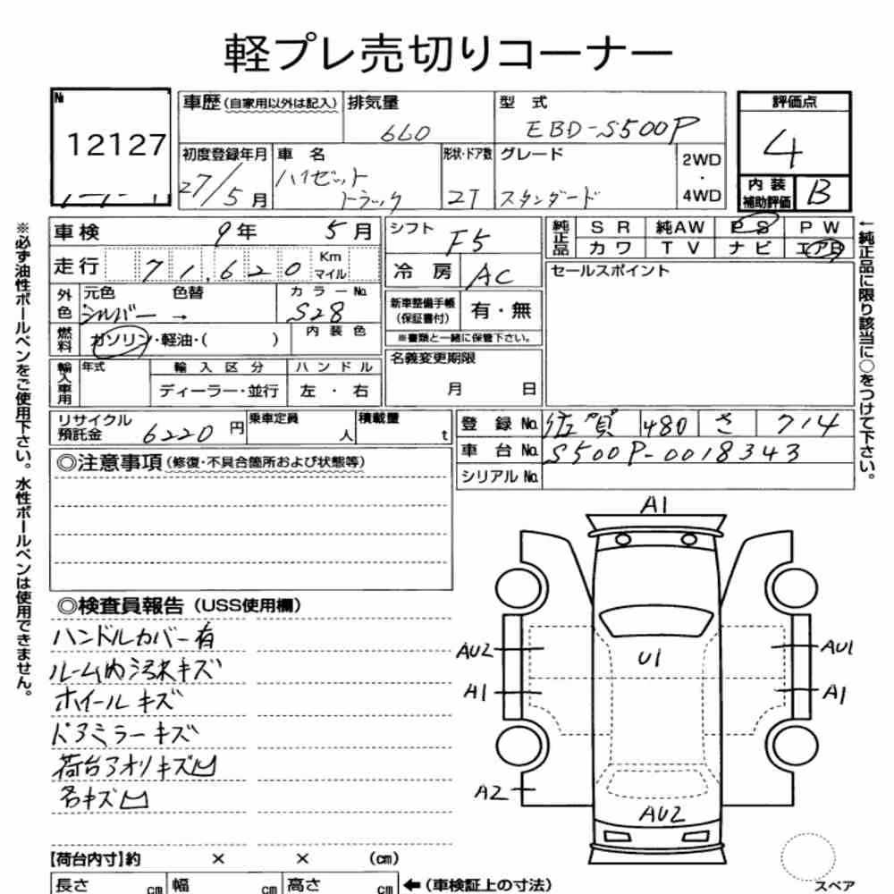 Notka aukcyjna: DAIHATSU HIJET TRUCK STANDARD