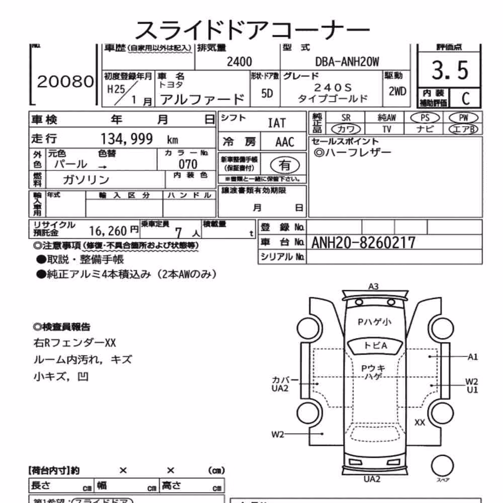 Notka aukcyjna: TOYOTA ALPHARD 240S TYPE GOLD