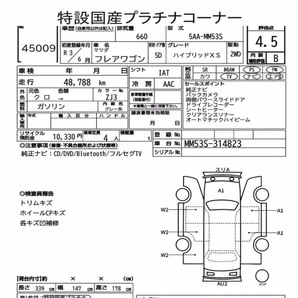 Notka aukcyjna: MAZDA FLAIR WAGON HYBRID XS