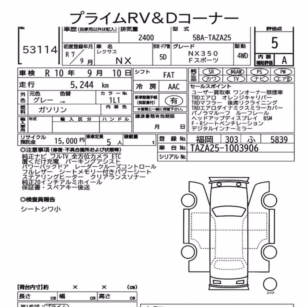 Notka aukcyjna: LEXUS NX 4WD NX350 F SPORT