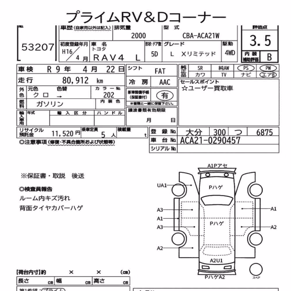 Notka aukcyjna: TOYOTA RAV4L 5D 4WD L X LIMITED