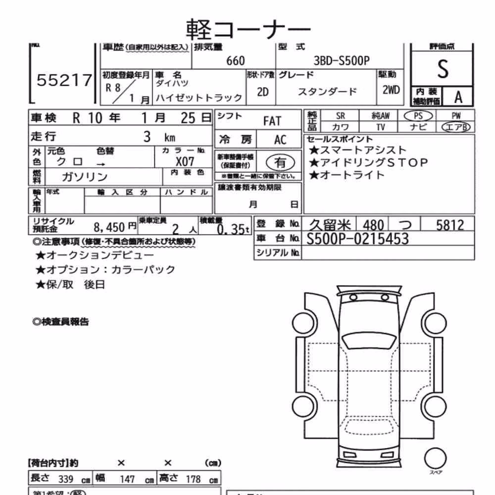 Notka aukcyjna: DAIHATSU HIJET TRUCK STANDARD