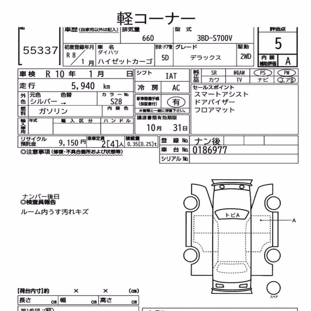 Notka aukcyjna: DAIHATSU HIJET CARGO 5D DELUXE