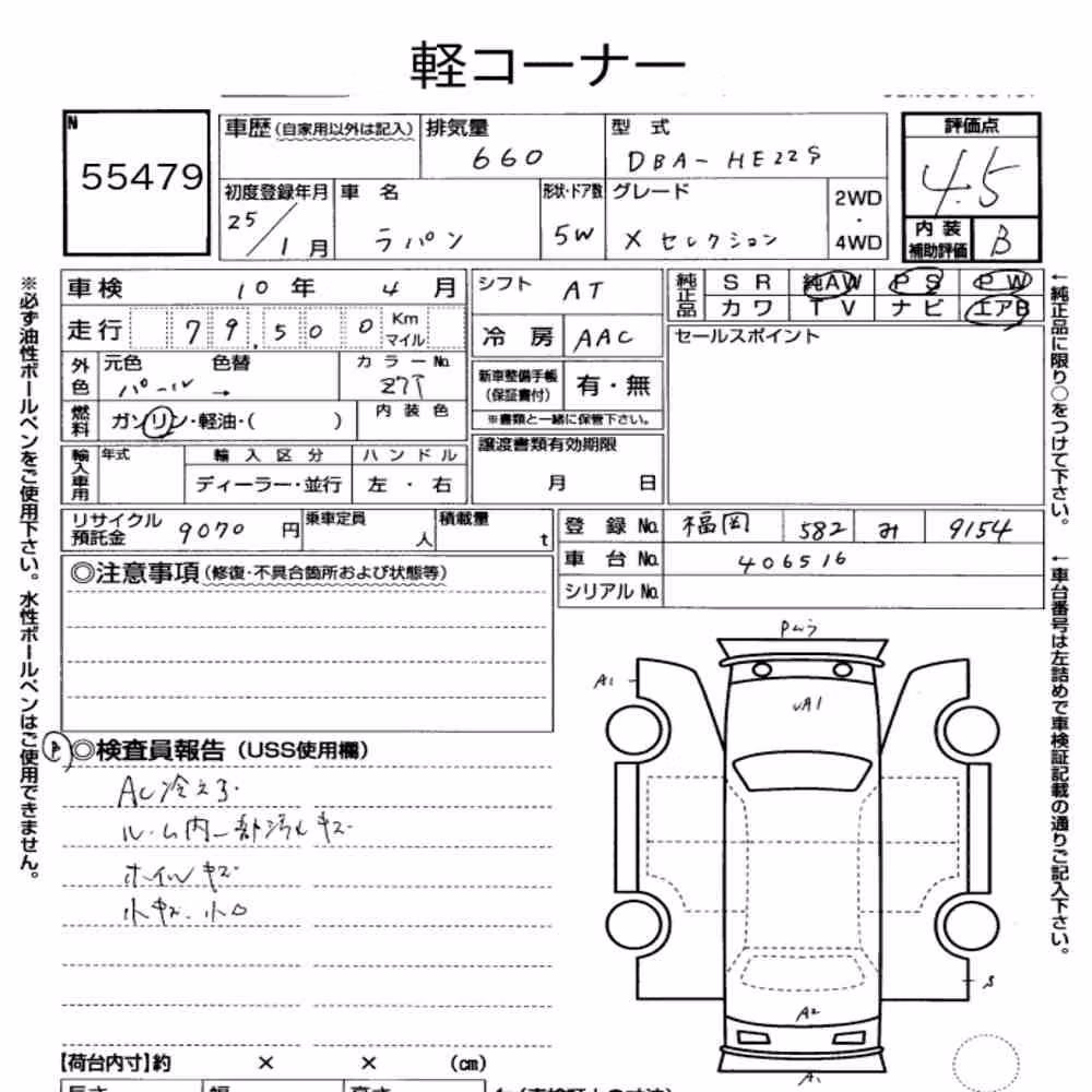Notka aukcyjna: SUZUKI ALTO LAPIN X SELECTION