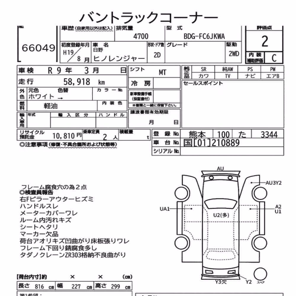 Notka aukcyjna: HINO HINO RANGER 2D OTHERS