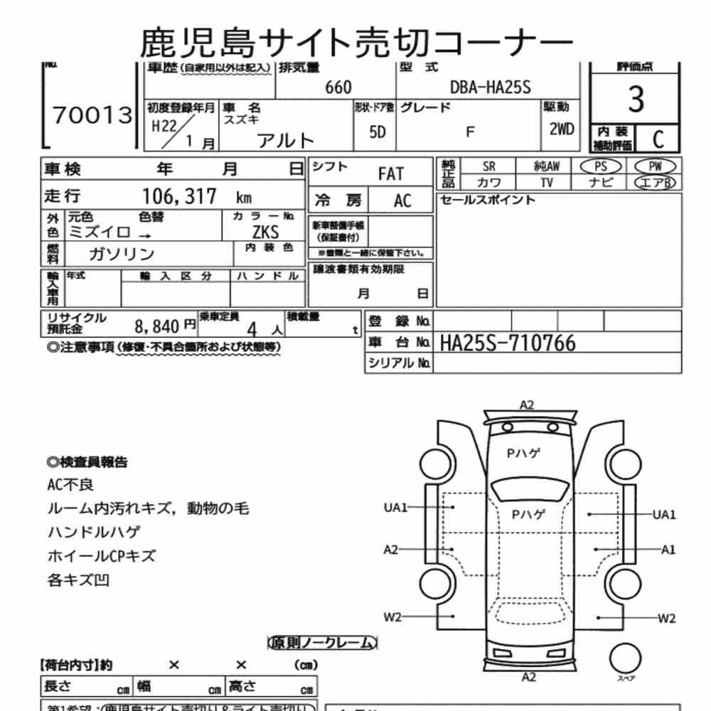 Notka aukcyjna: SUZUKI ALTO 5D F