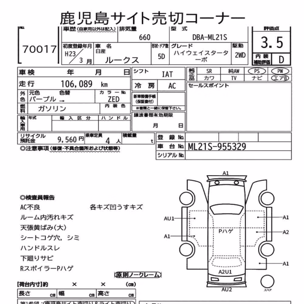Notka aukcyjna: NISSAN ROOX HIGHWAY STAR TURBO