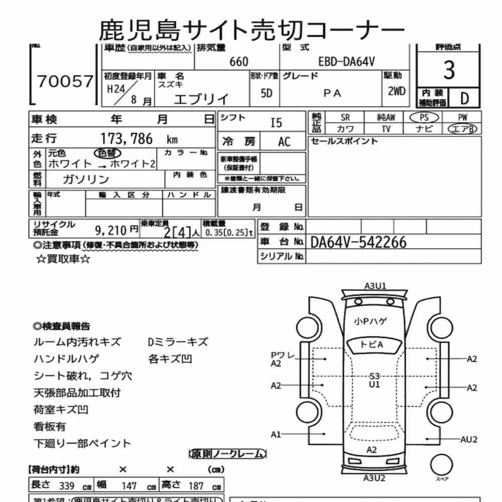 Notka aukcyjna: SUZUKI EVERY 5D PA