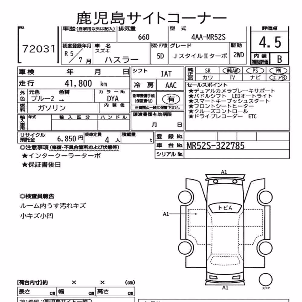 Notka aukcyjna: SUZUKI HUSTLER J STYLEⅡ TURBO