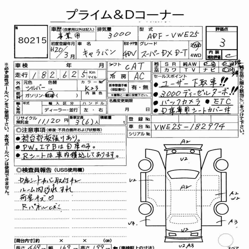 Notka aukcyjna: NISSAN CARAVAN 5D LONG SUPER DX