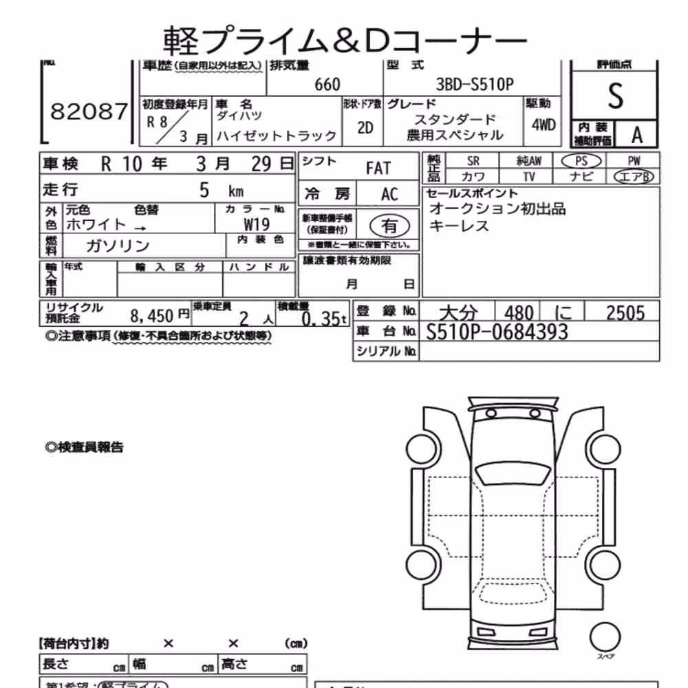 Notka aukcyjna: DAIHATSU HIJET TRUCK 4WD STANDARD NOUYOU SPECIAL