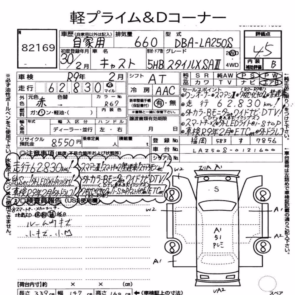Notka aukcyjna: DAIHATSU CAST STYLE X SAⅢ