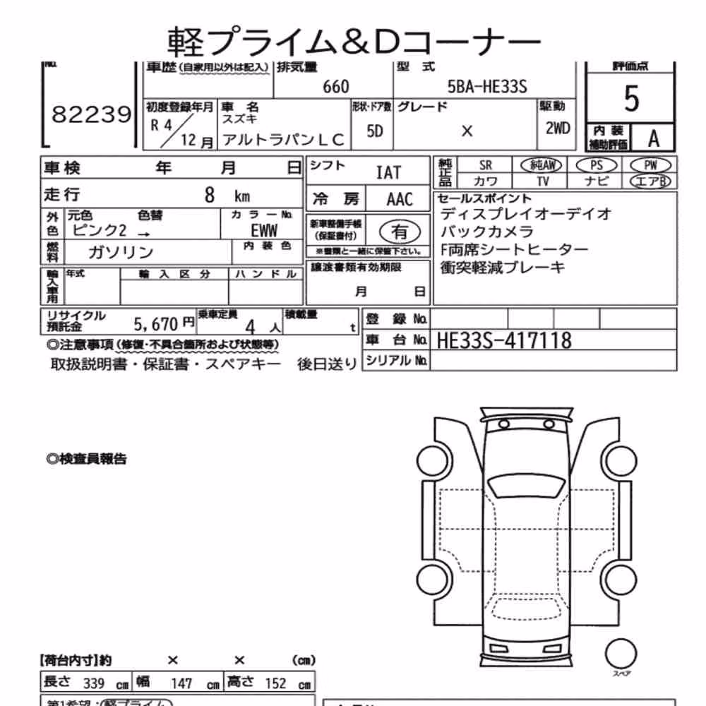 Notka aukcyjna: SUZUKI ALTO LAPIN LC X