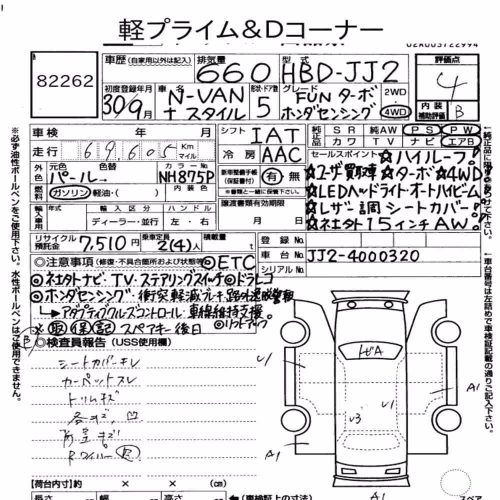 Notka aukcyjna: HONDA N-VAN PLUS STYLE 4WD FUN・HONDA SENSING