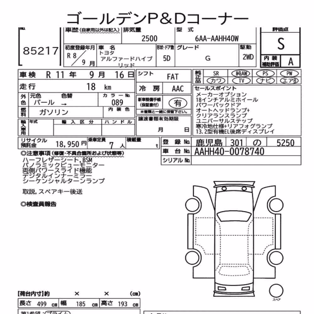 Notka aukcyjna: TOYOTA ALPHARD HYBRID G