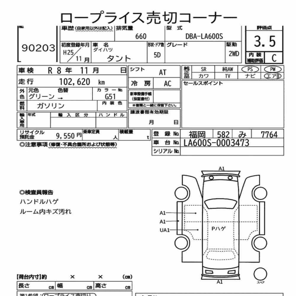 Notka aukcyjna: DAIHATSU TANTO